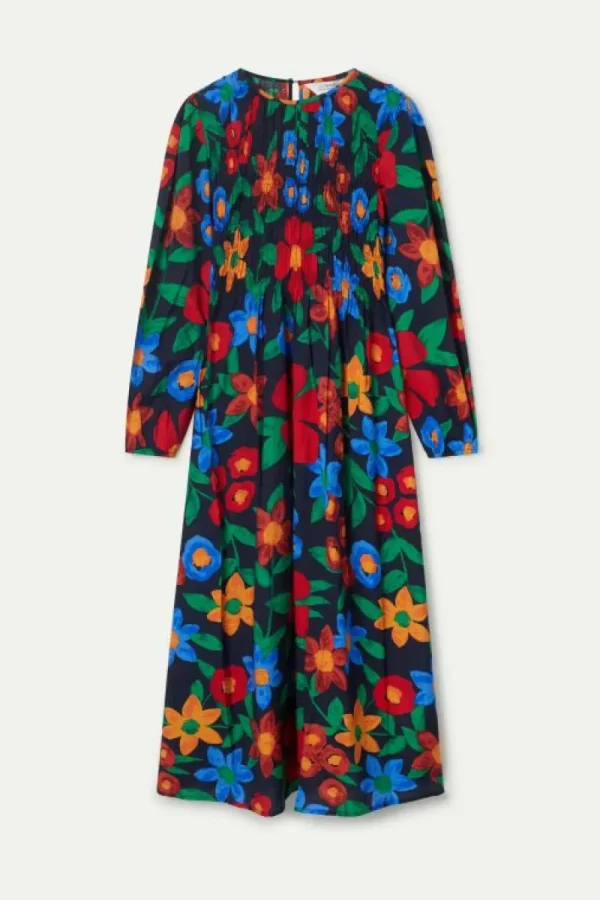 Vestido largo estampado floral multicolor-COMPAÑIAFANTASTICA Clearance