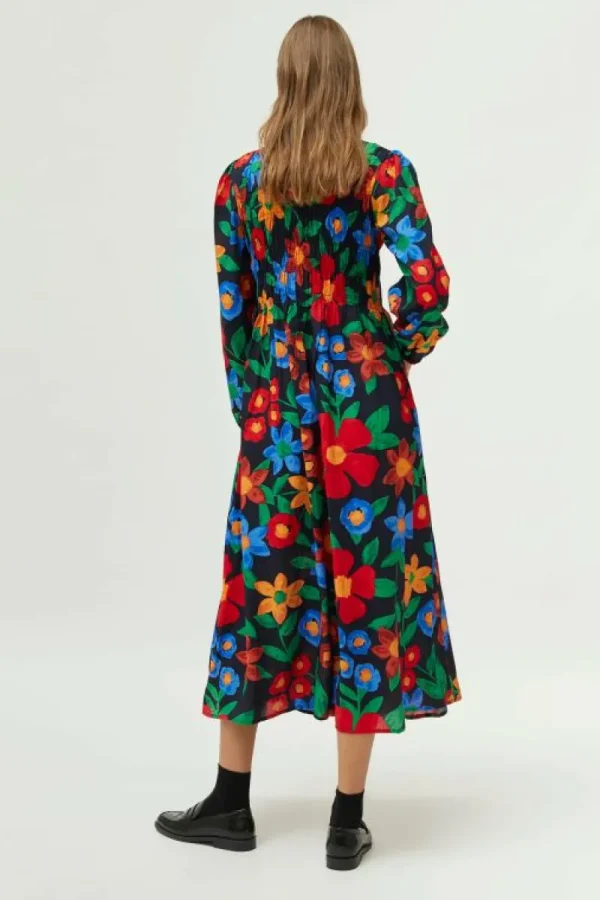 Vestido largo estampado floral multicolor-COMPAÑIAFANTASTICA Clearance