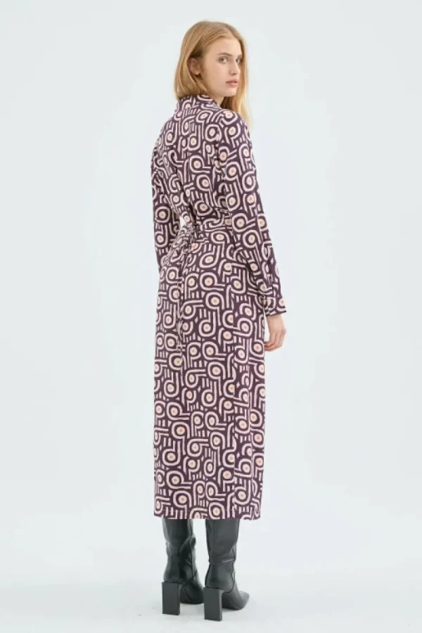 Vestido midi camisero con estampado geométrico retro-COMPAÑIAFANTASTICA Discount