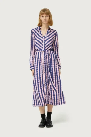 Vestido midi camisero estampado de rayas Serpentina-COMPAÑIAFANTASTICA Hot