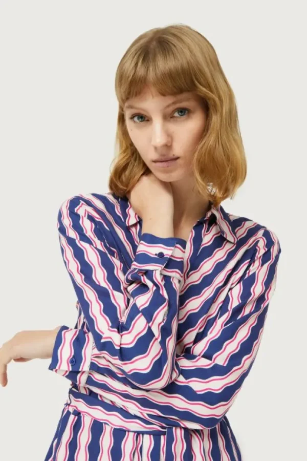 Vestido midi camisero estampado de rayas Serpentina-COMPAÑIAFANTASTICA Hot