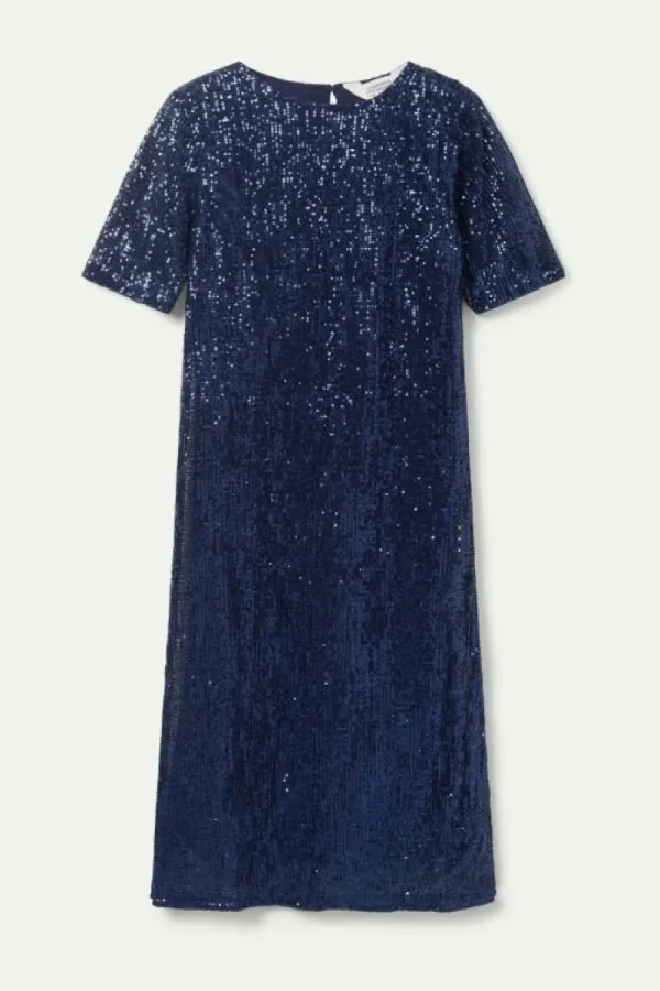 Vestido midi de lentejuelas azul-COMPAÑIAFANTASTICA Flash Sale