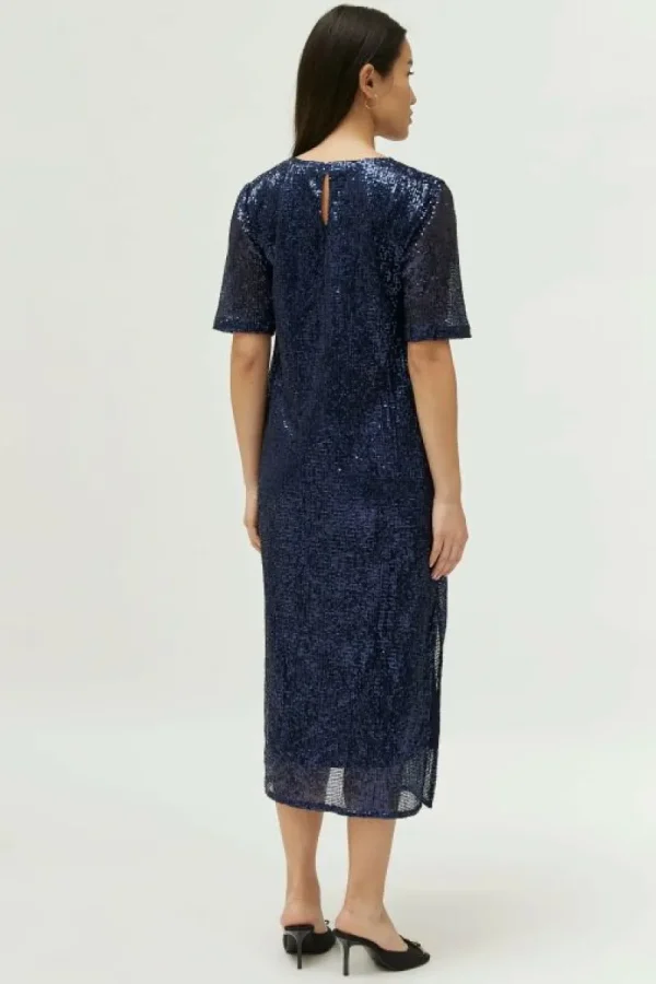 Vestido midi de lentejuelas azul-COMPAÑIAFANTASTICA Flash Sale