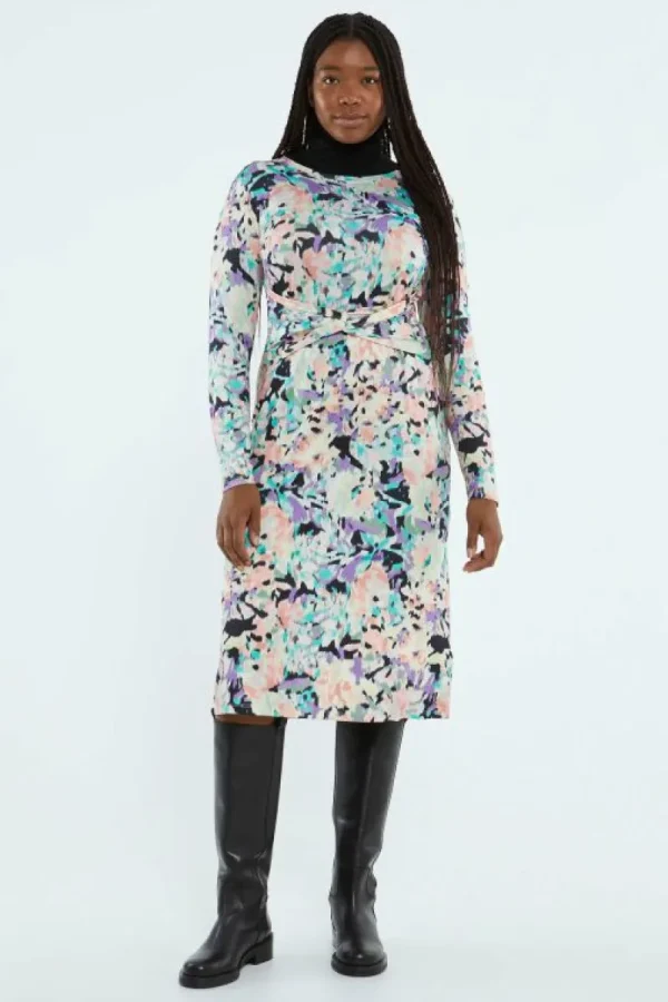 Vestido midi elástico con estampado fantasía-COMPAÑIAFANTASTICA Best Sale