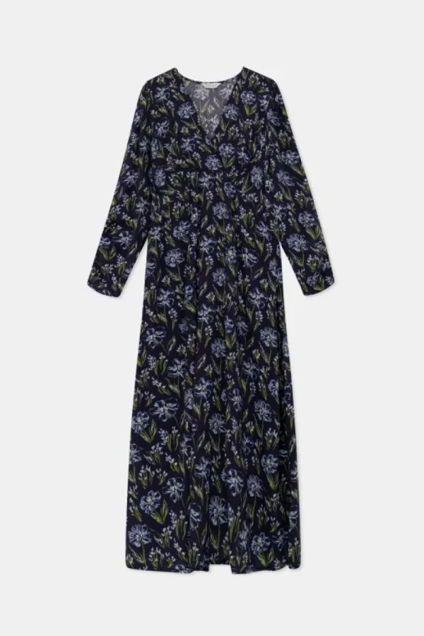 vestido_midi_en_viscosa_l_1.webp Vestido midi en viscosa LENZING™ ECOVERO™ con estampado floral azul-COMPAÑIAFANTASTICA Cheap