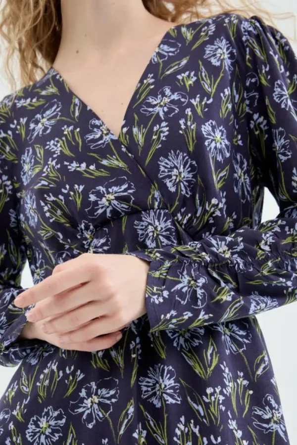 vestido_midi_en_viscosa_l_5.webp Vestido midi en viscosa LENZING™ ECOVERO™ con estampado floral azul-COMPAÑIAFANTASTICA Cheap