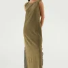 Vestido midi sin mangas brillante dorado-COMPAÑIAFANTASTICA Store